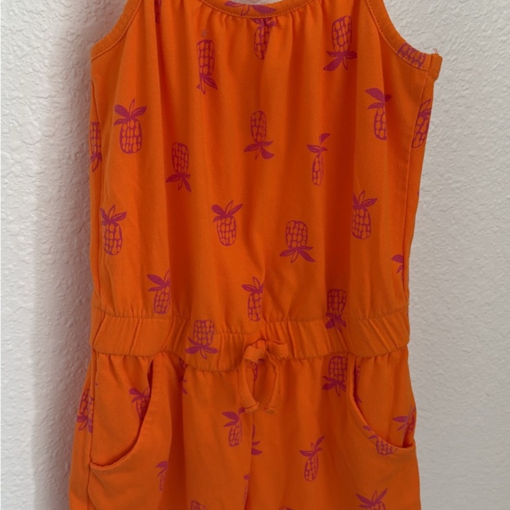 Cat & Jack Orange Jumpsuit with Purple Pineapple Print